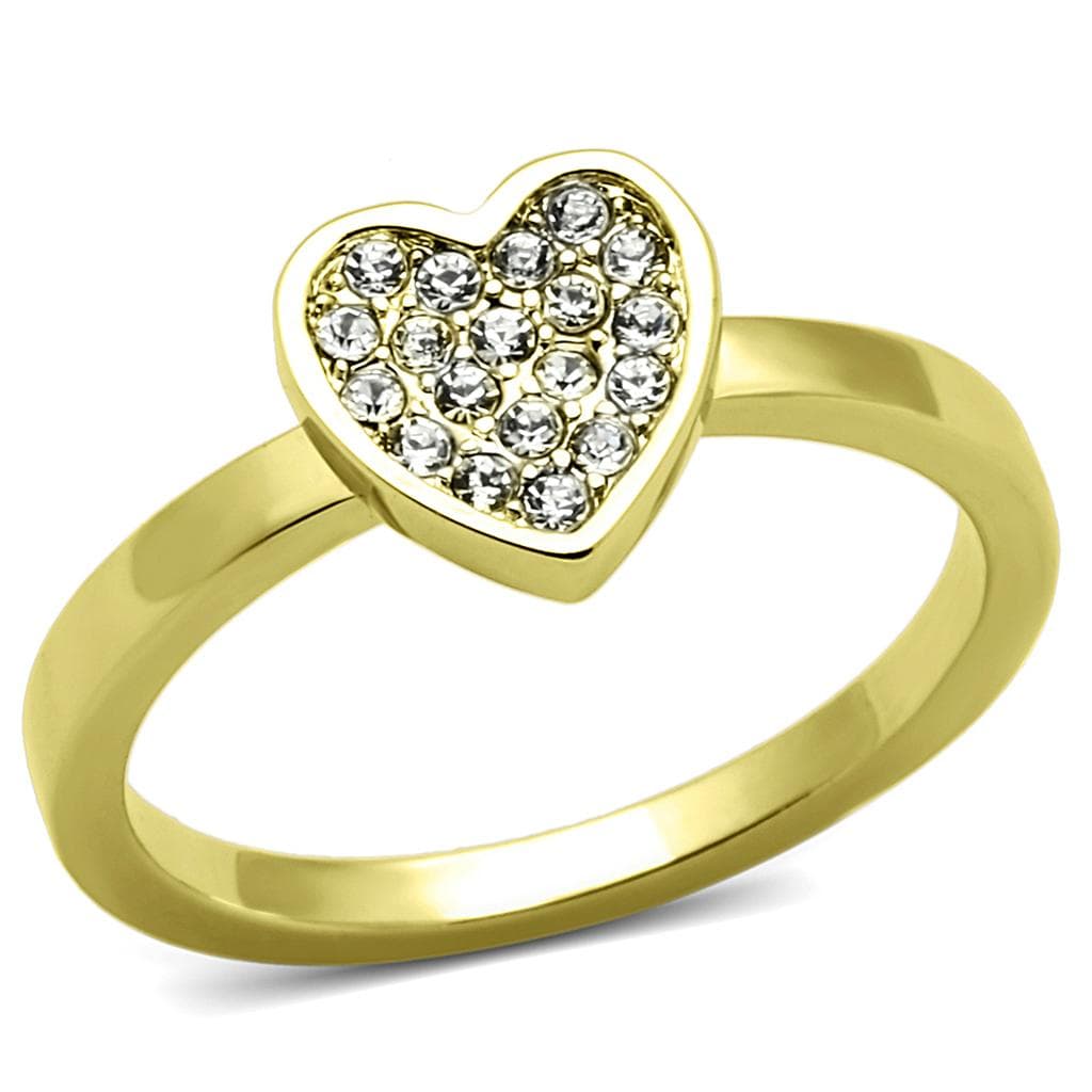 Brass Gold CZ Pave Heart Ring