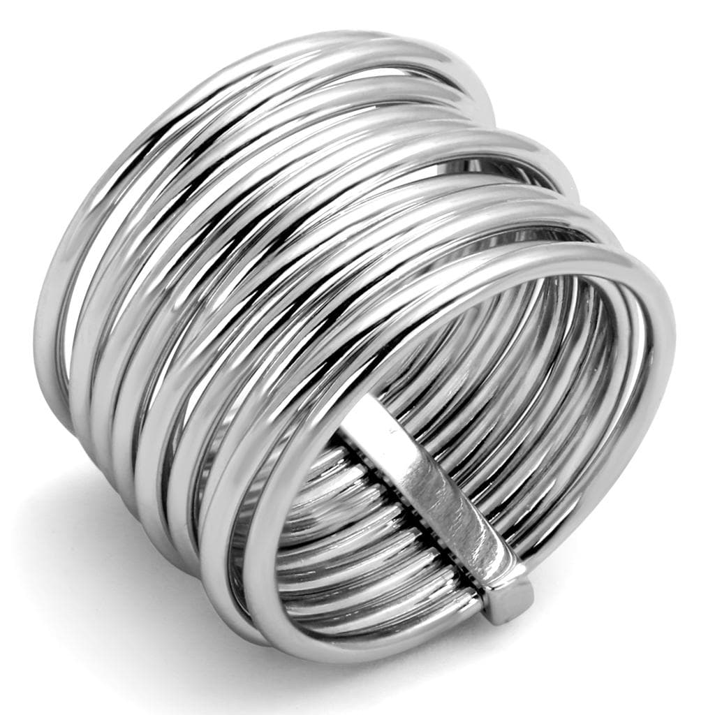 Brass Silver Multi Wire Coil Wide Band Ring