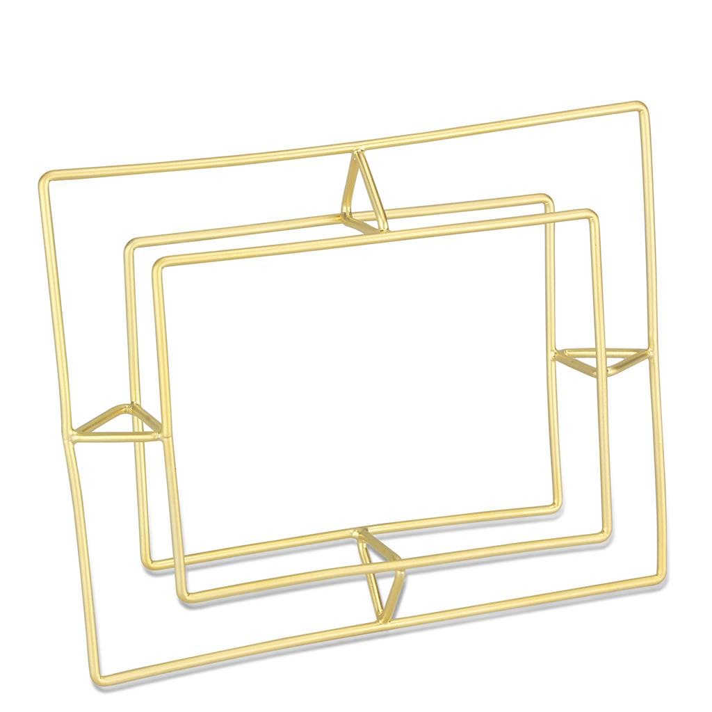 Brass Gold Geometric Double Square Bangle Bracelet