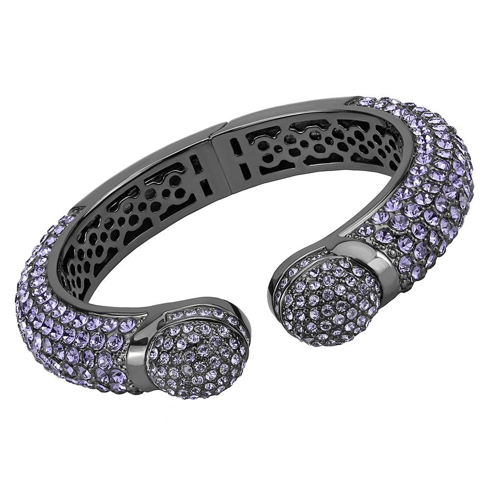 Brass Gunmetal Purple Tanzanite Crystal Pave Cuff Bangle Bracelet