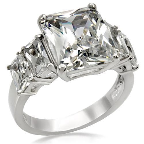 Stainless Steel CZ Princess Cut Trillion Ring