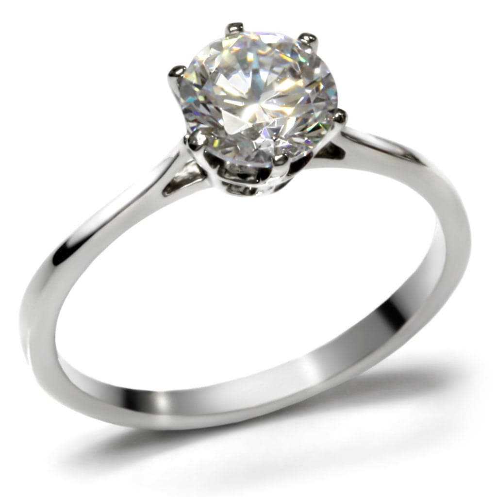 Stainless Steel Solitaire Round Classic Ring