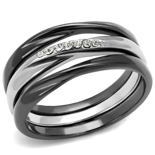 Stainless Steel Dark Triple Interlocking Stackable Band Ring