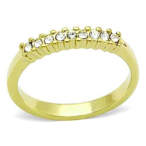 Stainless Steel Gold CZ Single Row Band Ring