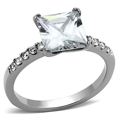 Stainless Steel Solitaire Four Prong Ring