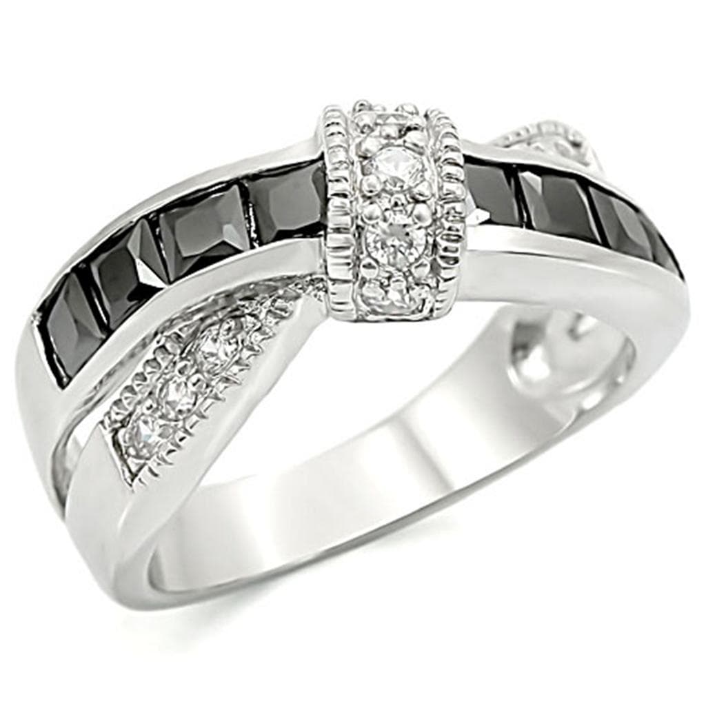 Stainless Steel Black Baguette CZ Crossover X Band Pendant