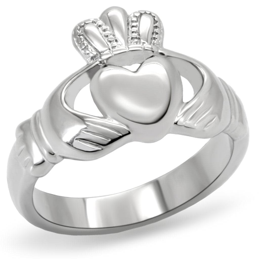 Stainless Steel Claddagh Heart Crown Hands Ring