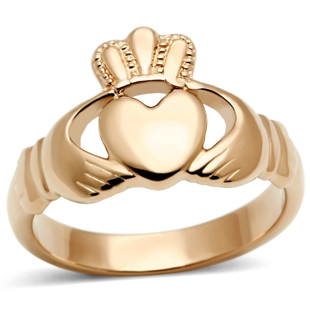 Stainless Steel Rose Gold Claddagh Ring