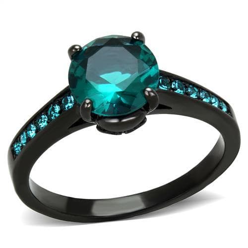 Stainless Steel Blue Zircon Solitaire Ring