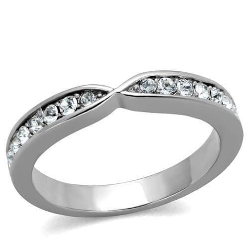 Stainless Steel CZ Pave Twisted Crossover Infinity Band Ring