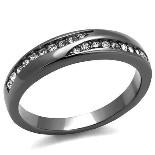Stainless Steel Tanzanite Purple Crystal Channel Thin Band Ring
