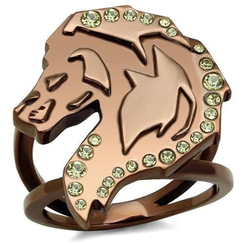 Stainless Steel Coffee IP Rose Gold Horse Head Cocktail Ring