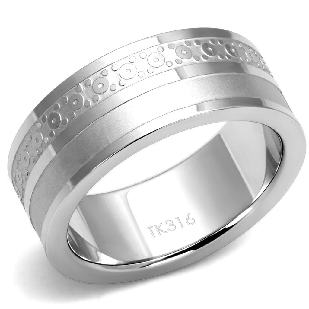 Stainless Steel Dot Stipple Texture Center Spinner Band Ring
