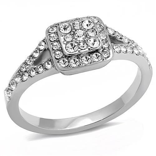 Stainless Steel CZ Cushion Cut Halo Pave Ring