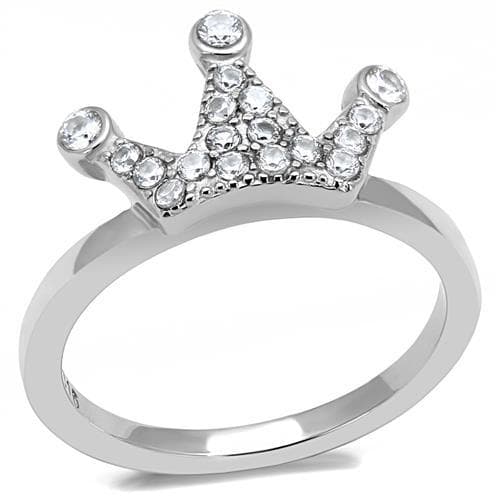 Stainless Steel CZ Pave Crown Tiara Ring