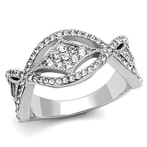 Stainless Steel CZ Pave Bow Crossover Ring