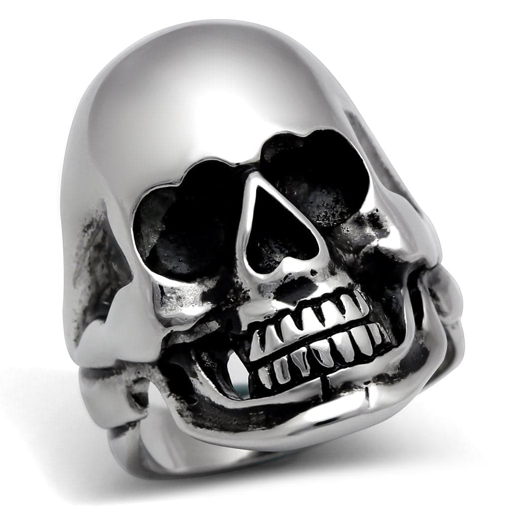 Stainless Steel Polished Skull Head Gothic Ring