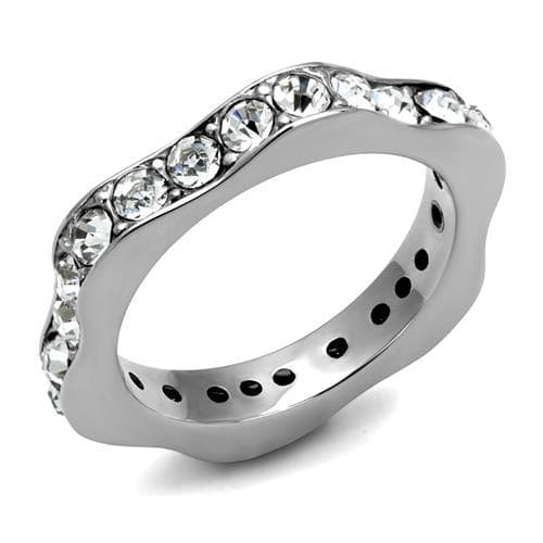 Stainless Steel CZ Channel Eternity Band Ring TK3106