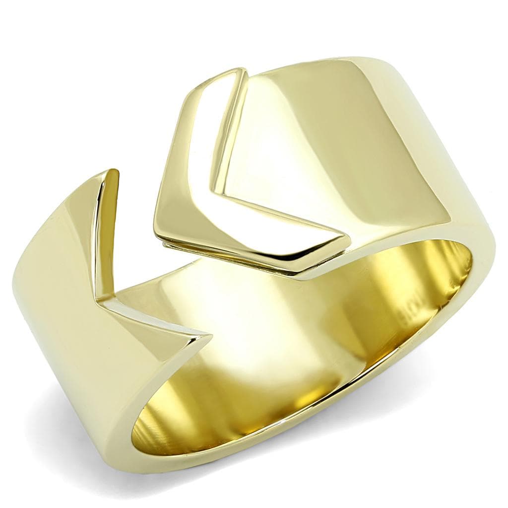 Stainless Steel Gold IP Polished Chevron Wide Cuff Band Ring