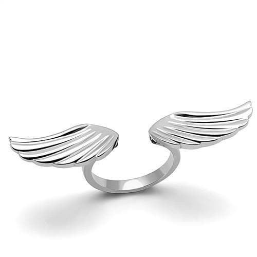 Stainless Steel Silver Polished Angel Wing Open Bypass Ring