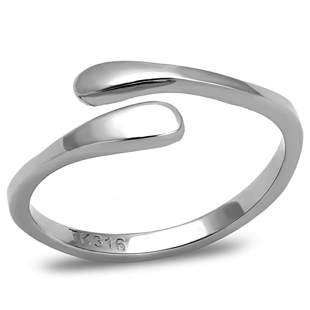 Stainless Steel Silver Polished Triple Swirl Open Bypass Ring
