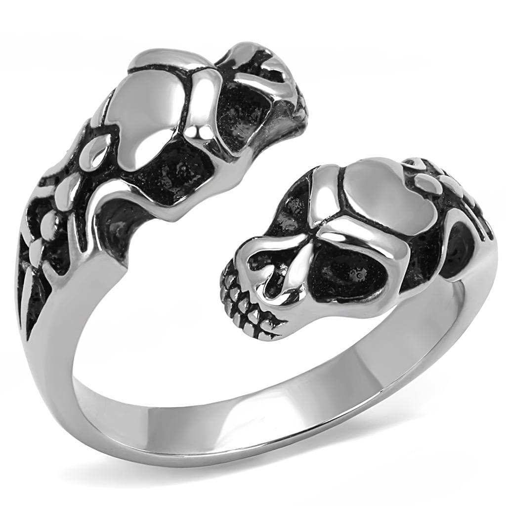 Stainless Steel Silver Skull Claw Open Wrap Biker Ring