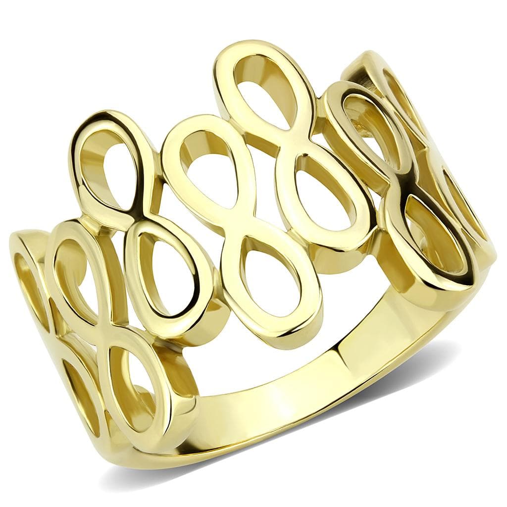 Stainless Steel Gold IP Polished Infinity Figure Eight Ring