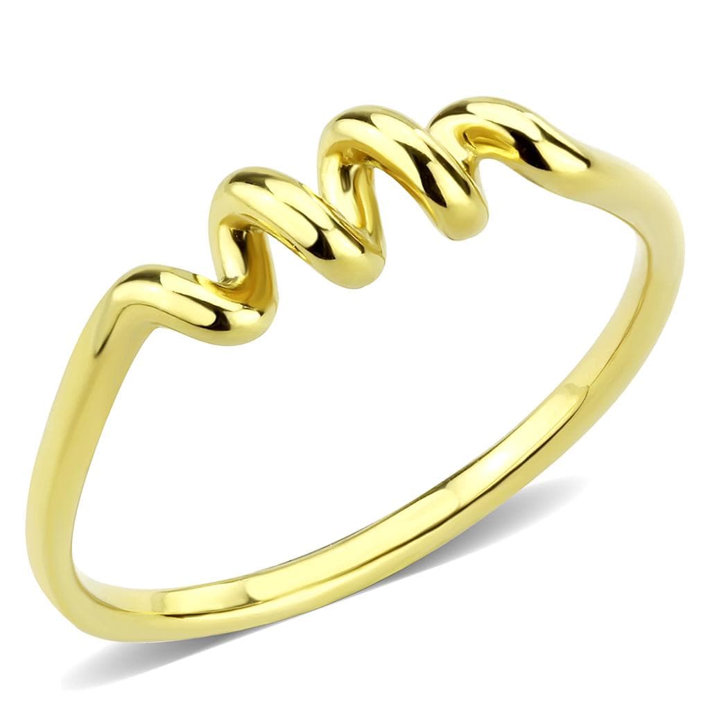 Stainless Steel Gold IP Polished Zigzag Wave Thin Open Ring
