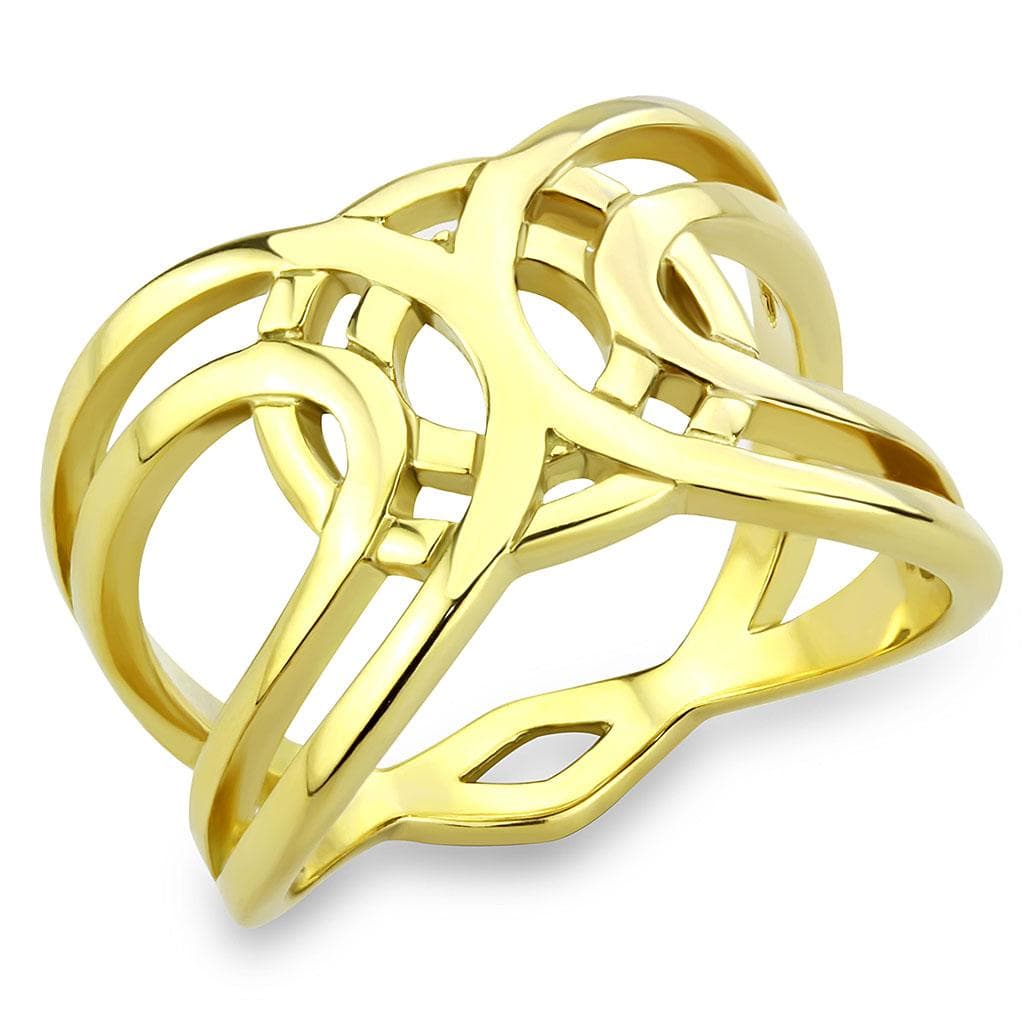 Stainless Steel Gold IP Polished Celtic Trinity Knot Cutout Ring