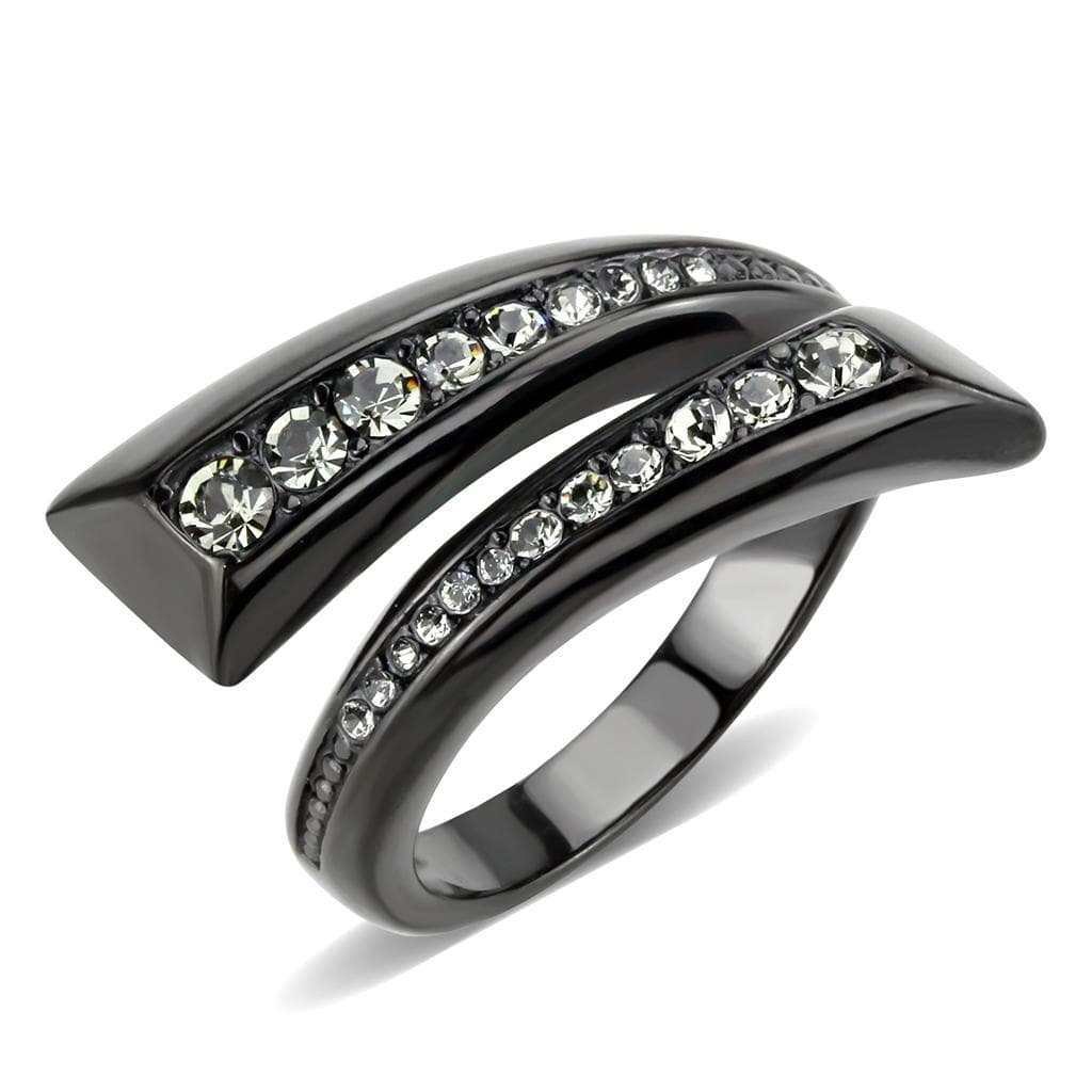 Stainless Steel Dark IP CZ Channel Double Row Band Ring