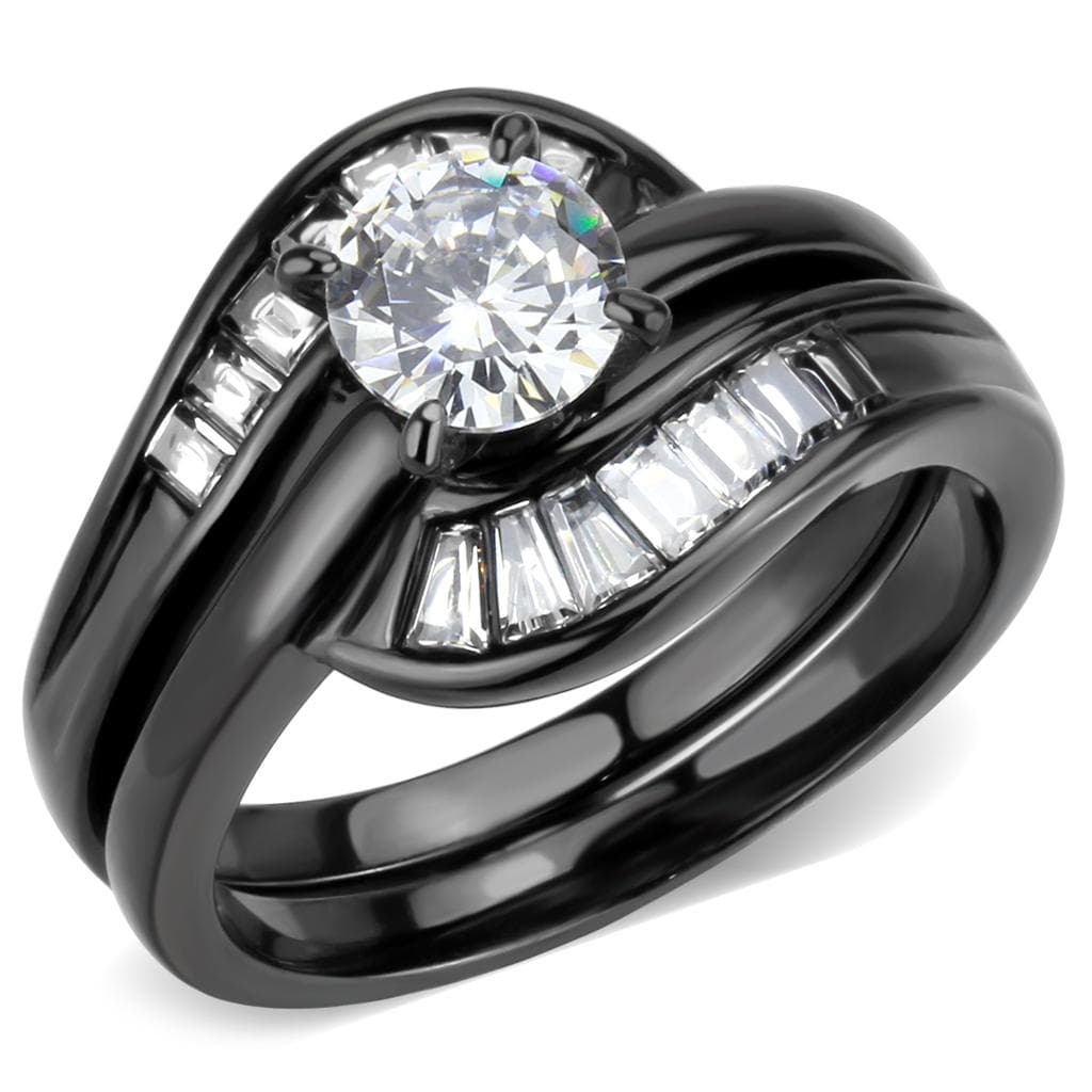 Stainless Steel Black IP CZ Bridal Set