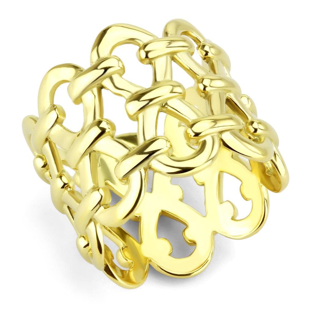 Stainless Steel Gold IP Filigree Scroll Open Dome Cocktail Ring