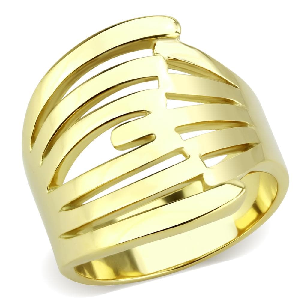 Stainless Steel Gold IP Open Cage Wide Band Ring