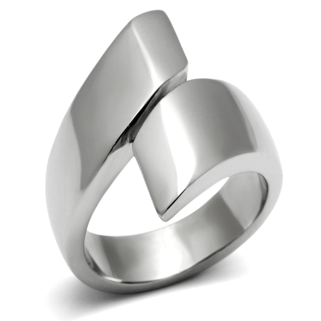 Stainless Steel Silver Polished Abstract Open Wrap Ring