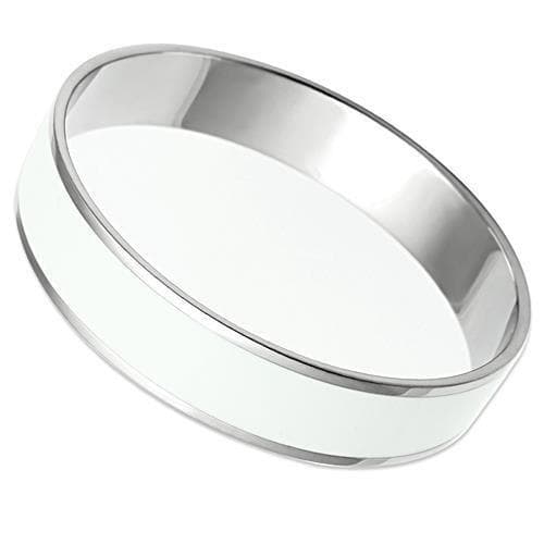 Stainless Steel Silver White Enamel Wide Bracelet