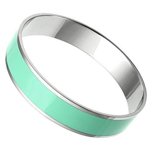 Stainless Steel Silver Teal Enamel Wide Bracelet