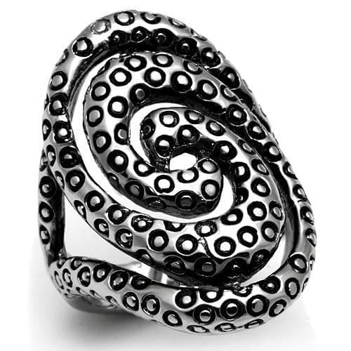 Stainless Steel Silver Oxidized Spiral Tentacle Octopus Ring