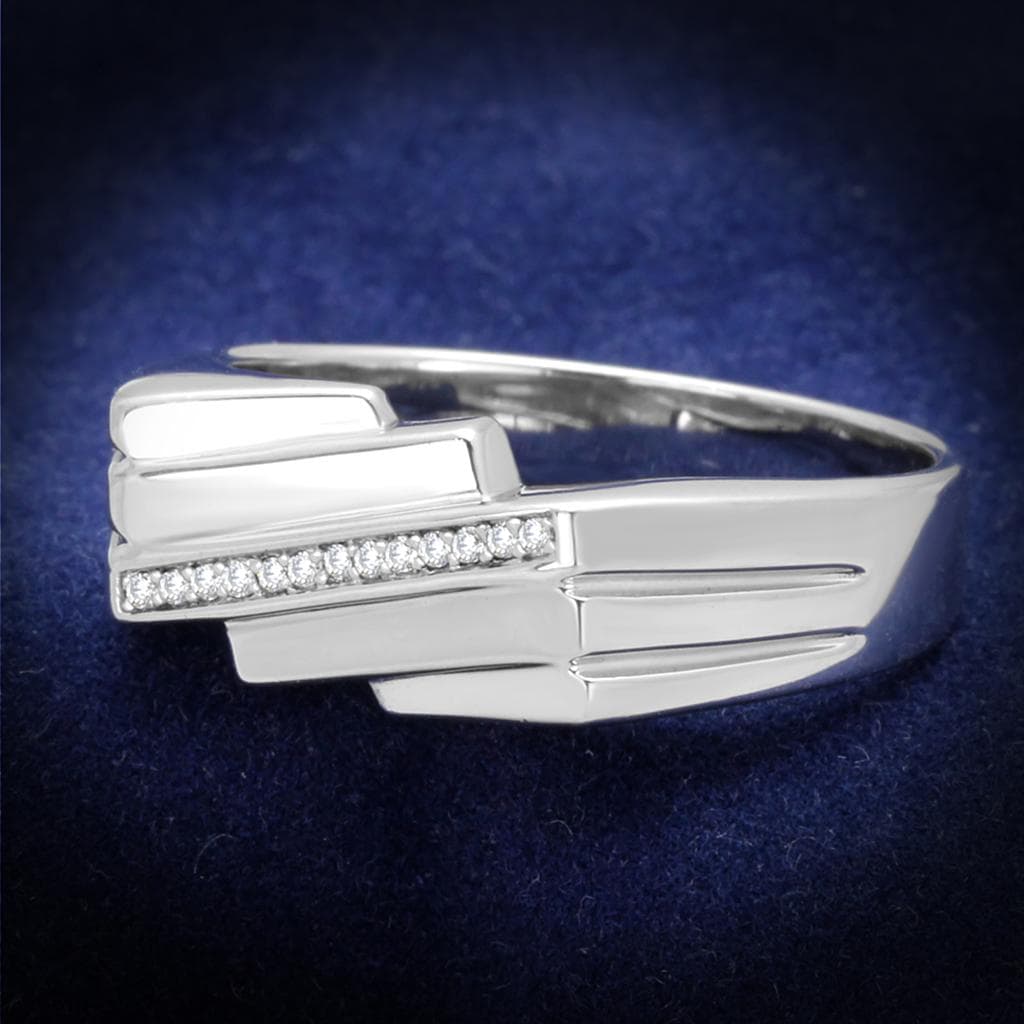 Sterling Silver CZ Pave Rectangle Flat Wide Signet Ring
