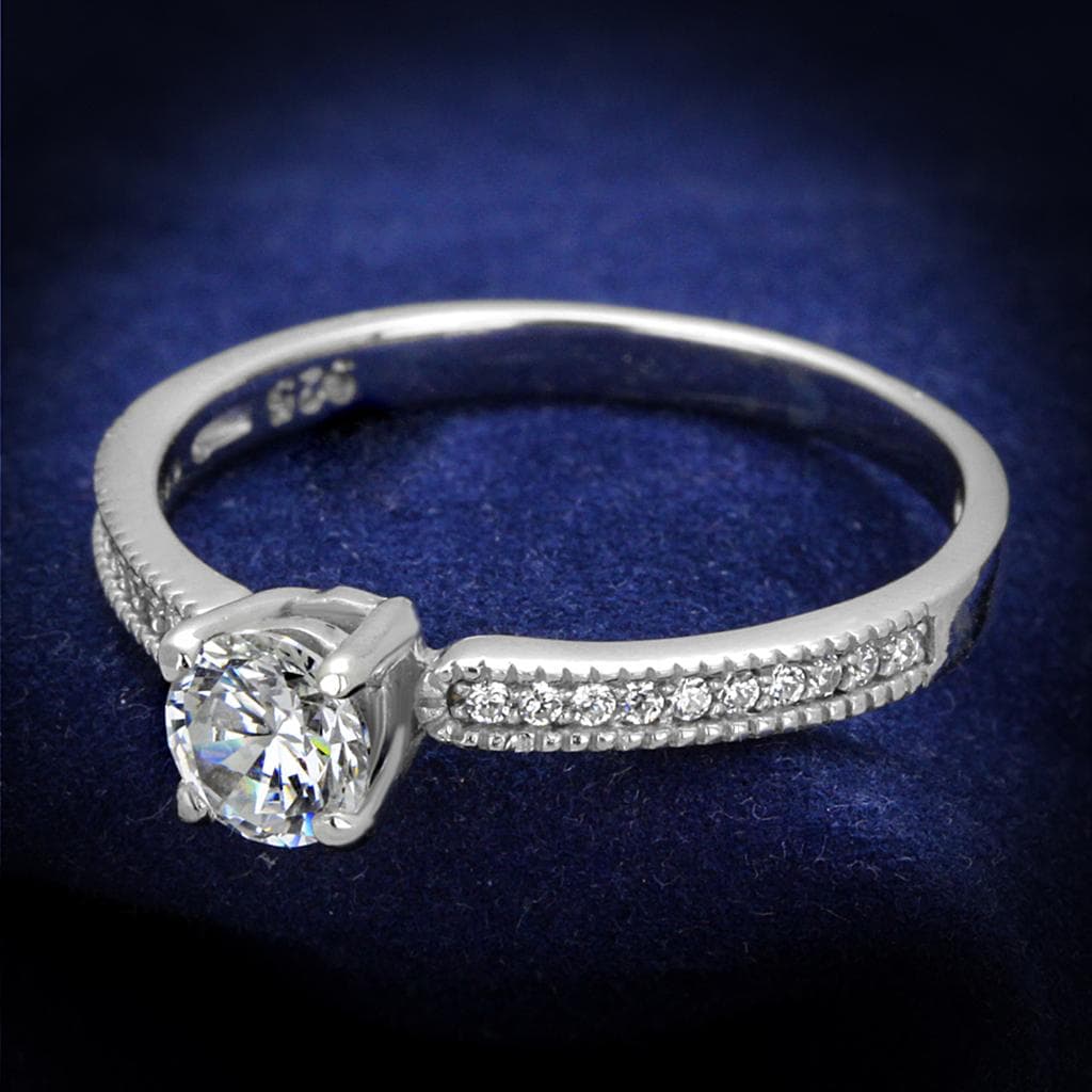 Sterling Silver CZ Round Flower Cluster Pave Ring