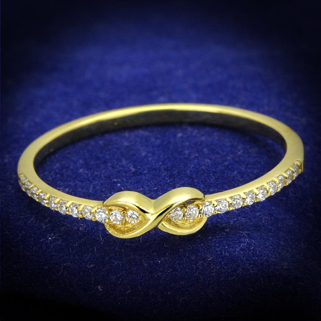 Sterling Silver Gold Two Tone CZ Infinity Knot Thin Ring