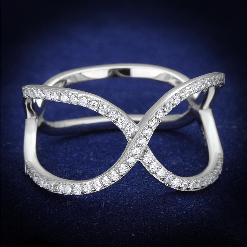 Sterling Silver CZ Pave Infinity Figure Eight Wide Ring