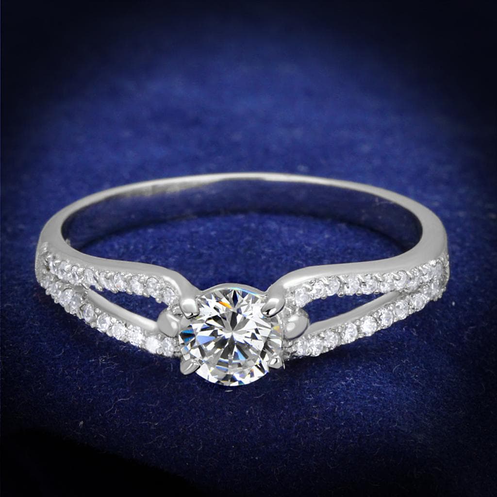 Sterling Silver CZ Round Cushion Halo Pave Wide Ring