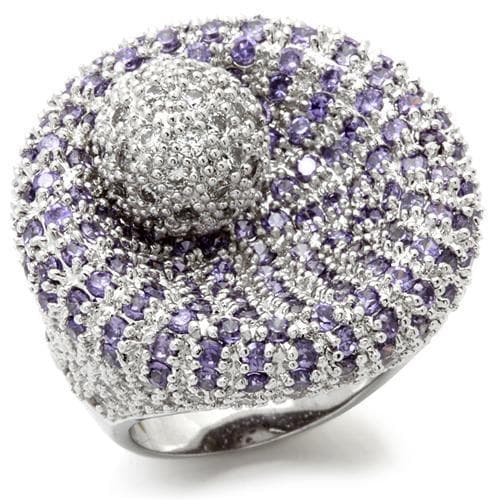 Brass Amethyst CZ Swirl Dome Ring