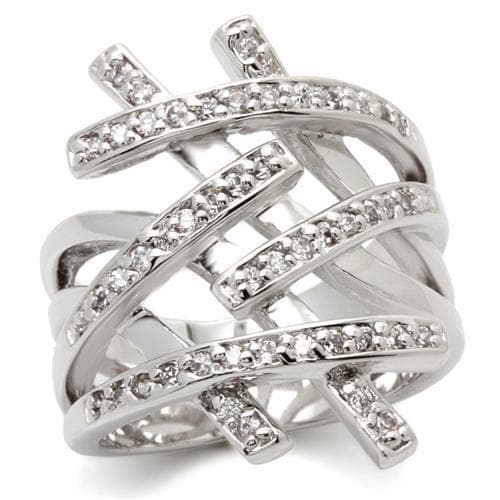 Brass CZ Multi-Band Crossover Ring
