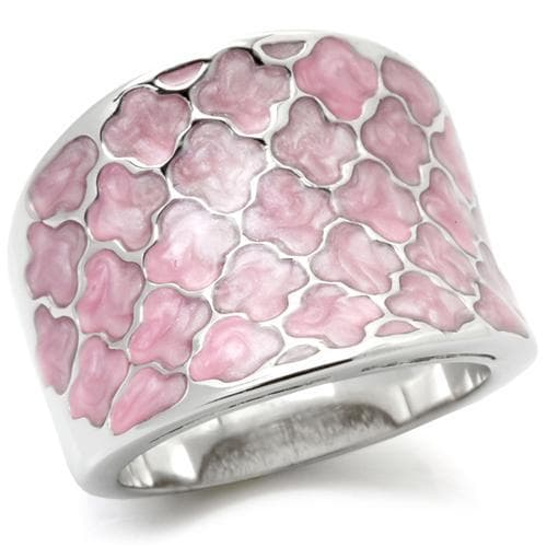 Brass Pink Enamel Scale Wide Band Ring