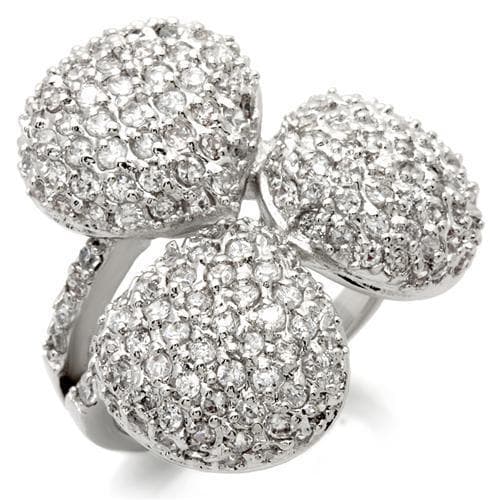 Brass CZ Pavé Triple Ball Ring