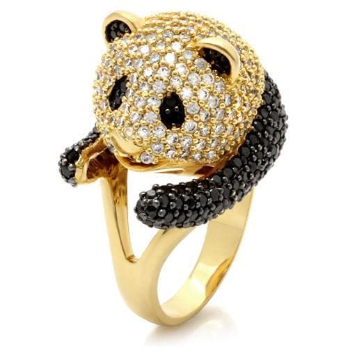 Brass Crystal Panda Ring