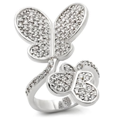 Brass CZ Pavé Butterfly Ring