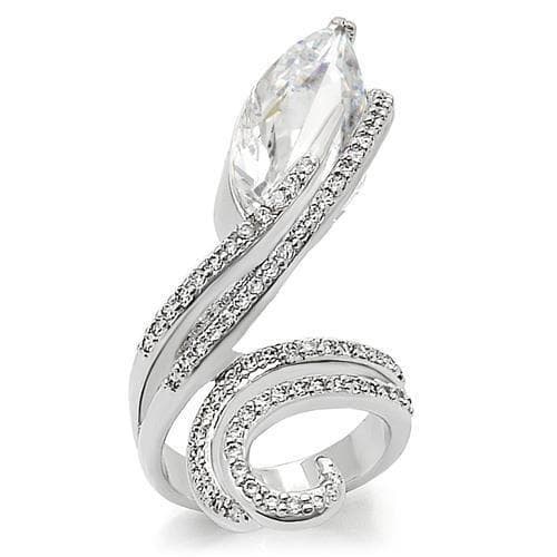 Brass CZ Marquise Bypass Twist Ring
