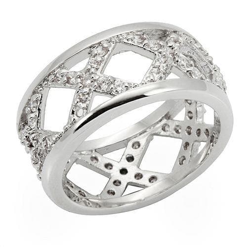 Brass CZ Lattice Openwork Band Ring